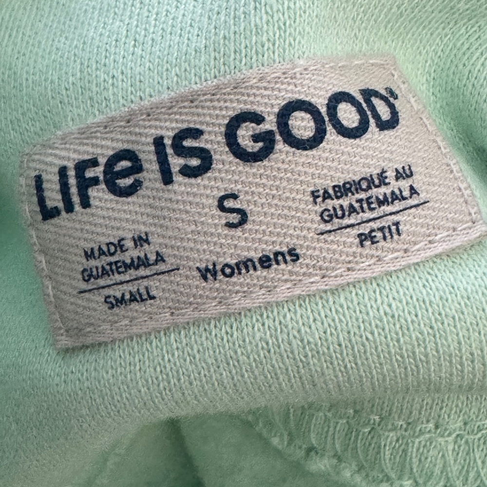 Life Is Good Mint Hoodie with Daisy 🌼 Sleeves & Pink Tag - Picture 5 of 9